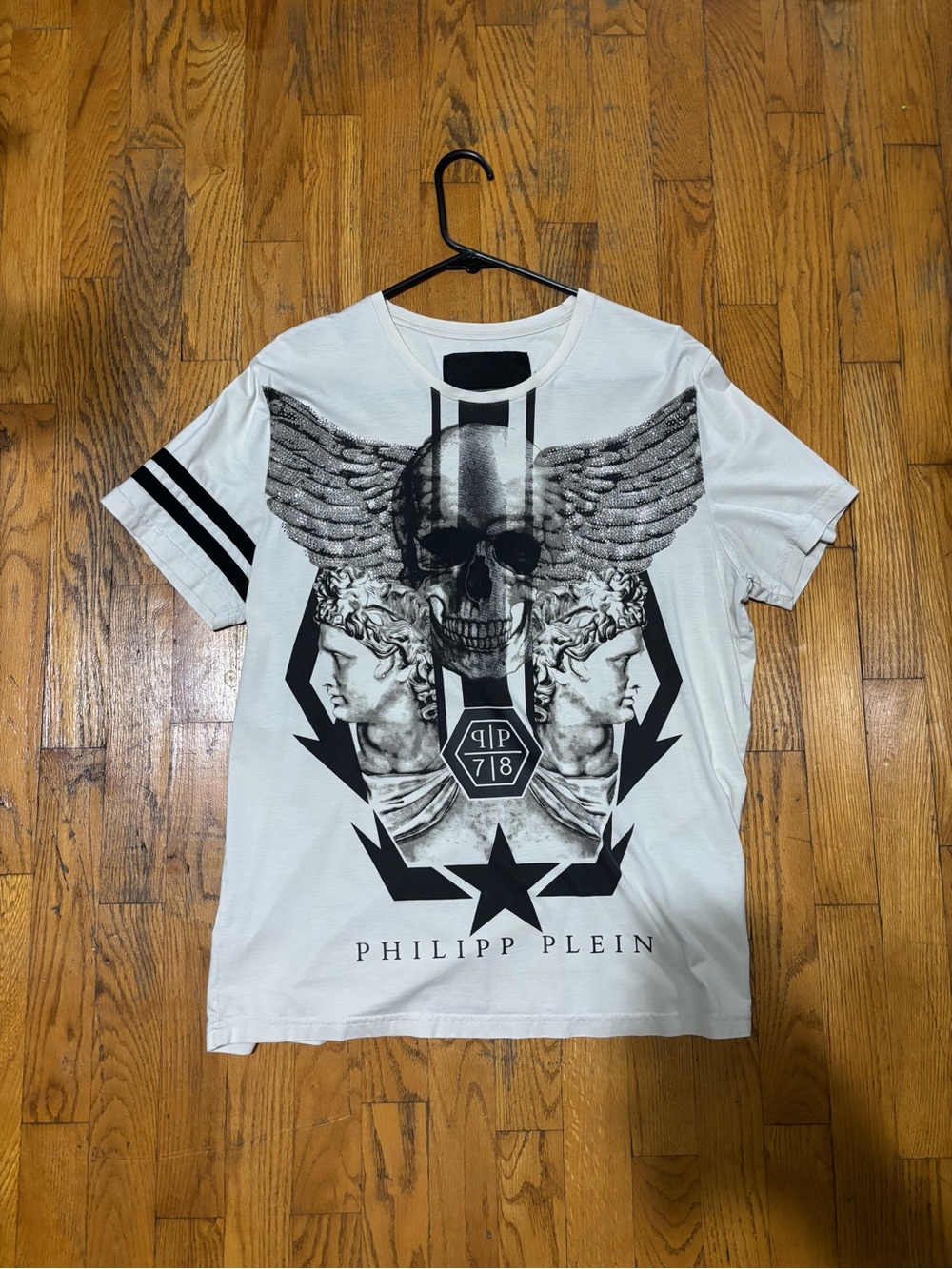 Philipp Plein White Short Sleeve Graphic Skull & Statue Tee